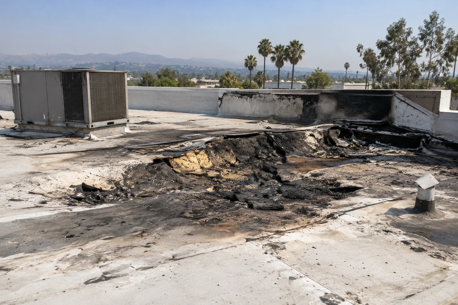 Commercial Fire Damage Roof Repair in Tracy, CA
